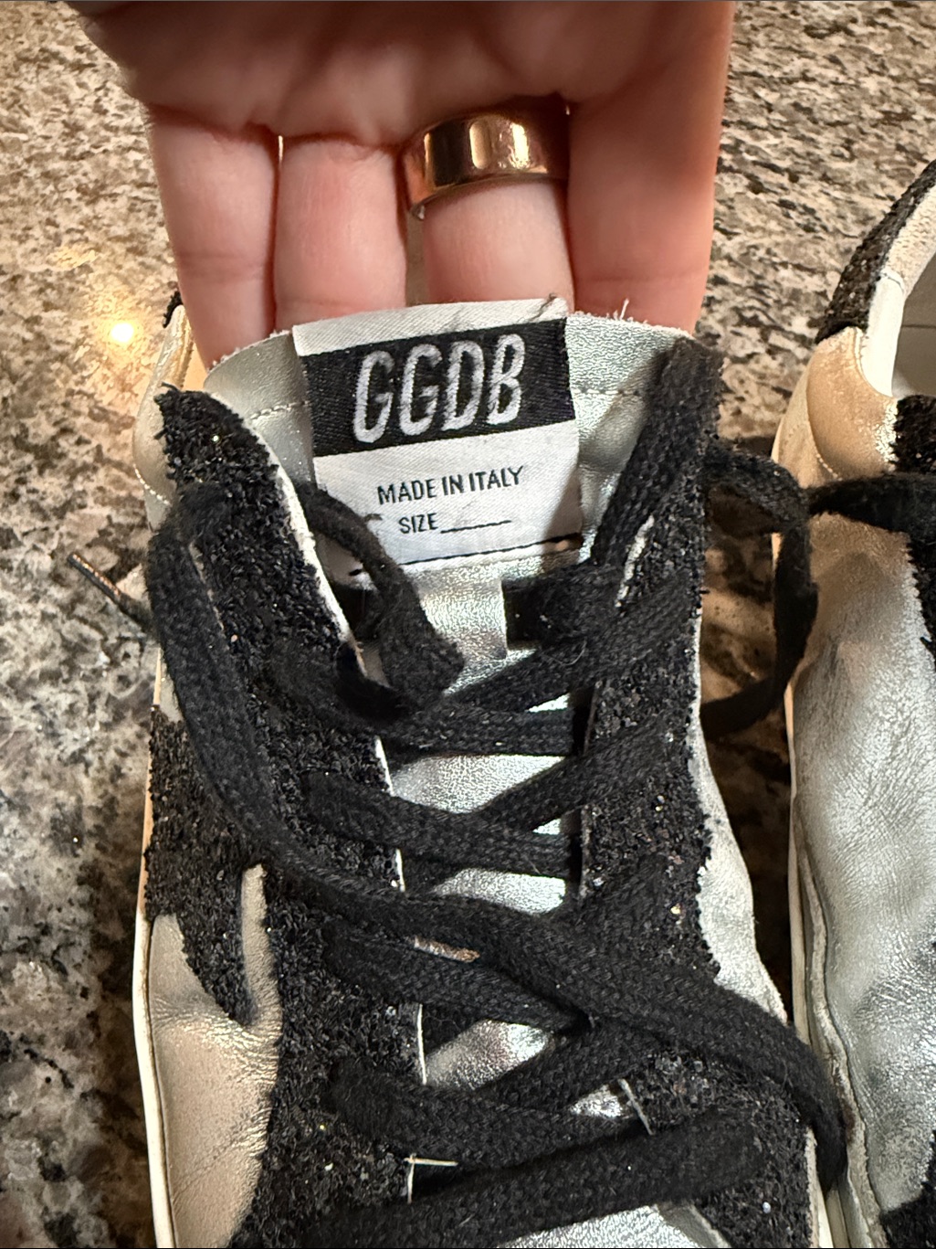 Golden Goose Women's Black And Silver Glitter Sneakers Size 39